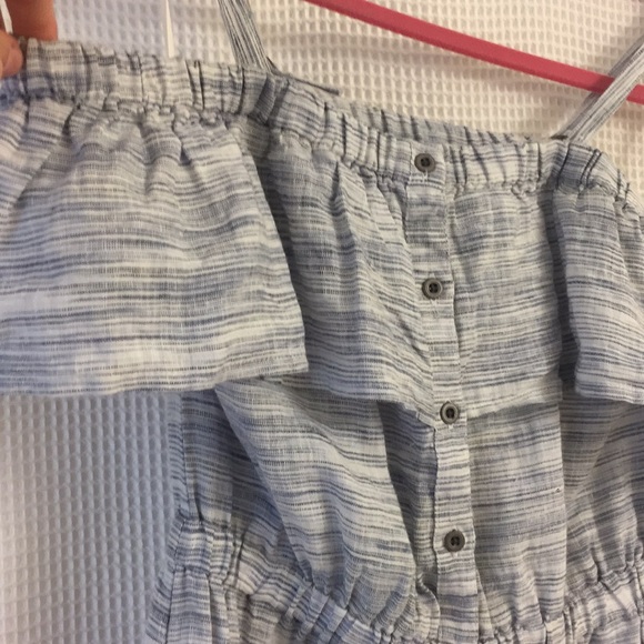 Lucky Brand Linen Midi Dress, Linen Blue/White - Picture 2 of 7